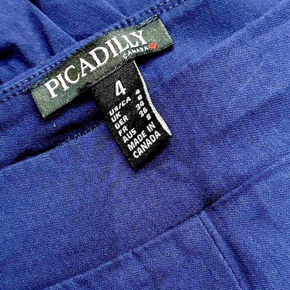 💙 PICADILLY Navy Blue Cropped Capri Pants | Sz 4 ✨ Stretchy Pull-On, Rolled Hem - Picture 3 of 5